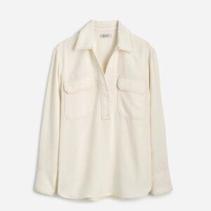 Madewell Contrast Stitch Popover Shirt, Size Medium, NWT, Winter White
